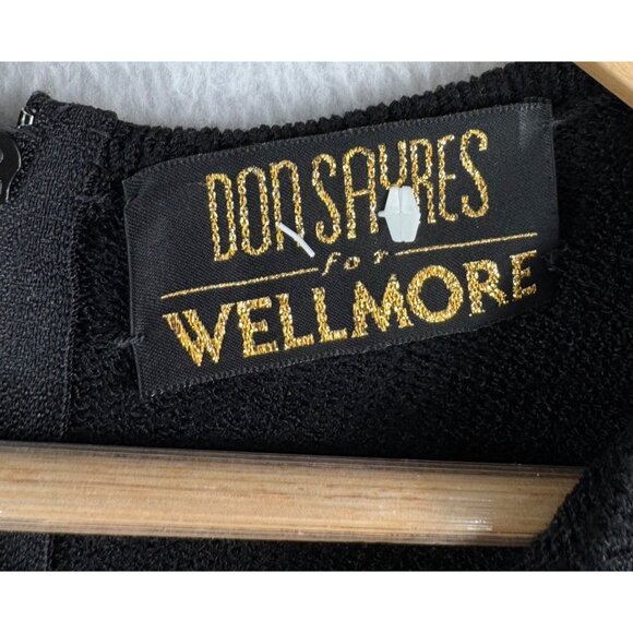 VTG DON SAYRES WELLMORE crochet knit dress wool sheath black 80s 90s sz 8 - Picture 2 of 7